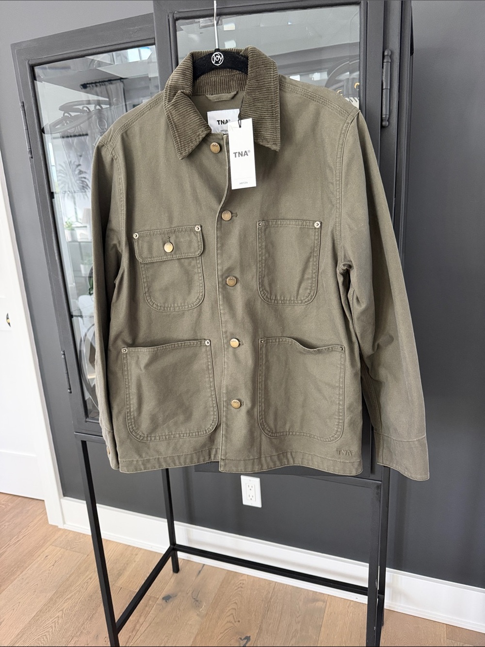 Aritzia TNA Olive Green barn Jacket with Corduroy Collar. NWT